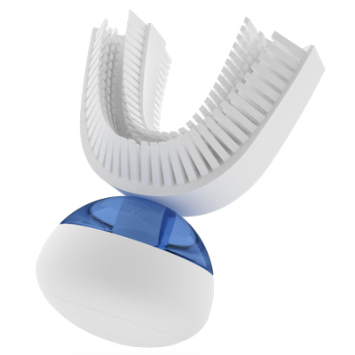 Amabrush mouthpiece with magnetic handpiece and blue toothpaste capsule