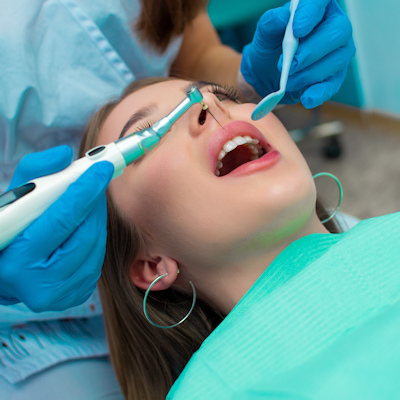 Young patient undergoing dental procedure